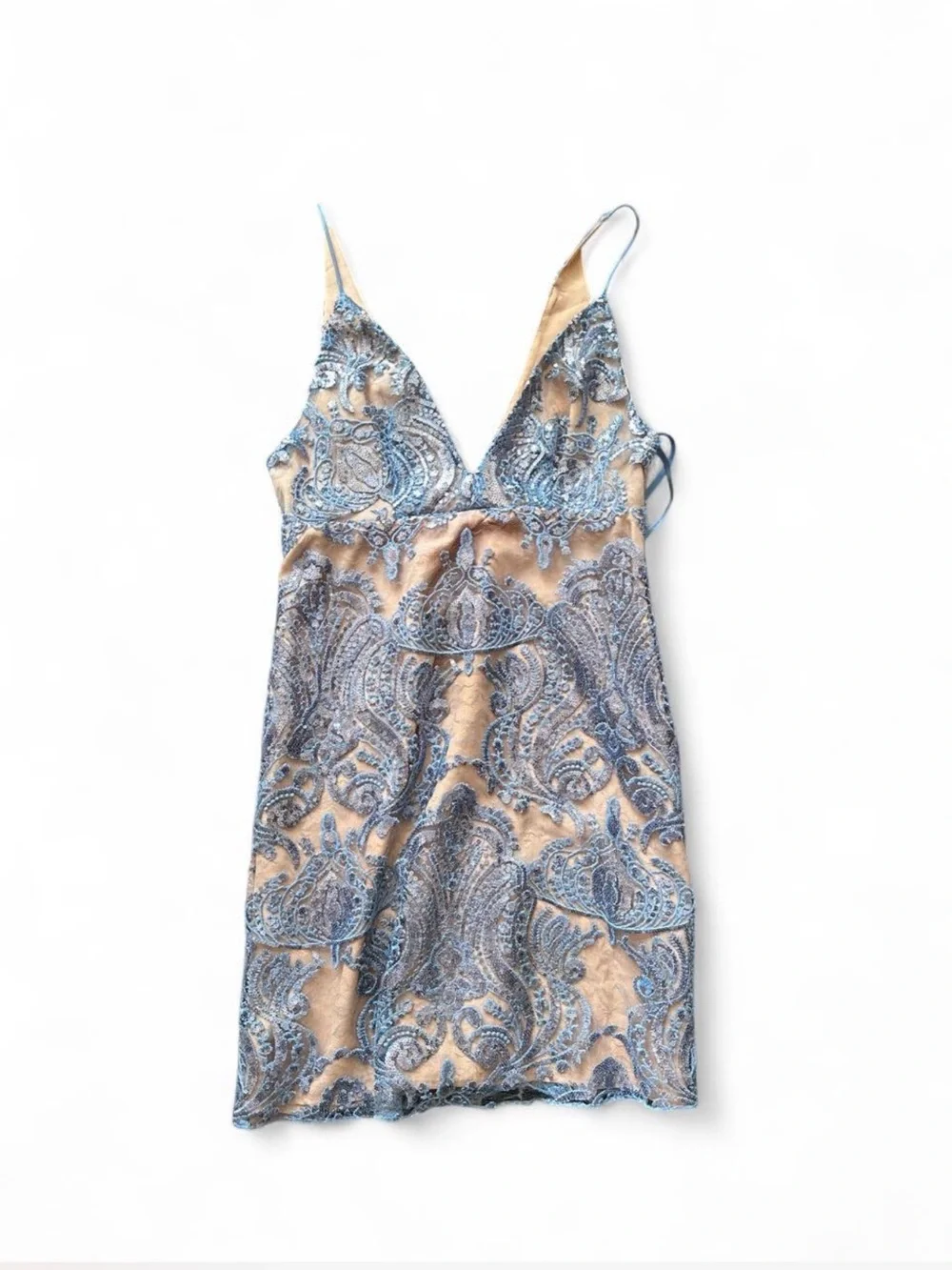 Free people Blue Paisley Lace-Overlay Slip Dress - Women